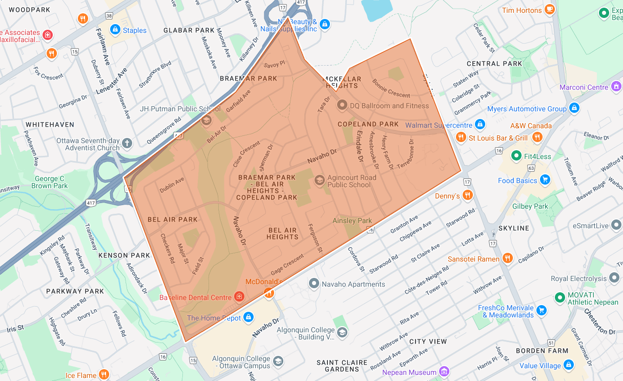 Map showing the area MAPP works highlighted in red. 